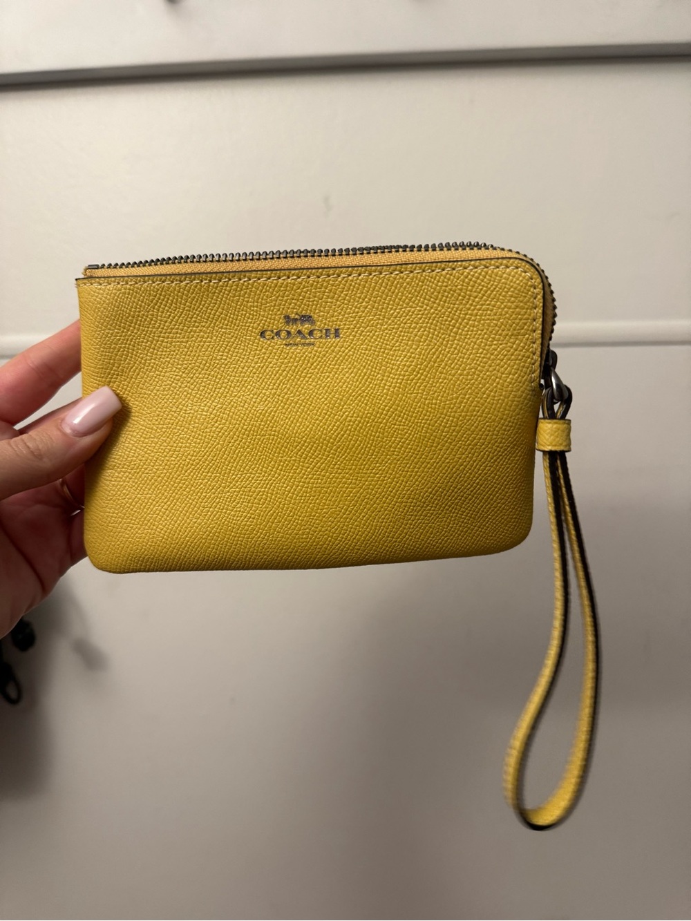 Coach Yellow Leather Wristlet with Wrist Strap
